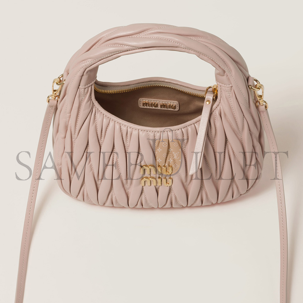 MIU MIU WANDER MATELASSÉ NAPPA LEATHER HOBO BAG 5BC125 (20*17*6cm) MIU MIU WANDER MATELASSÉ NAPPA LEATHER HOBO BAG 5BC125 (20*17*6cm)